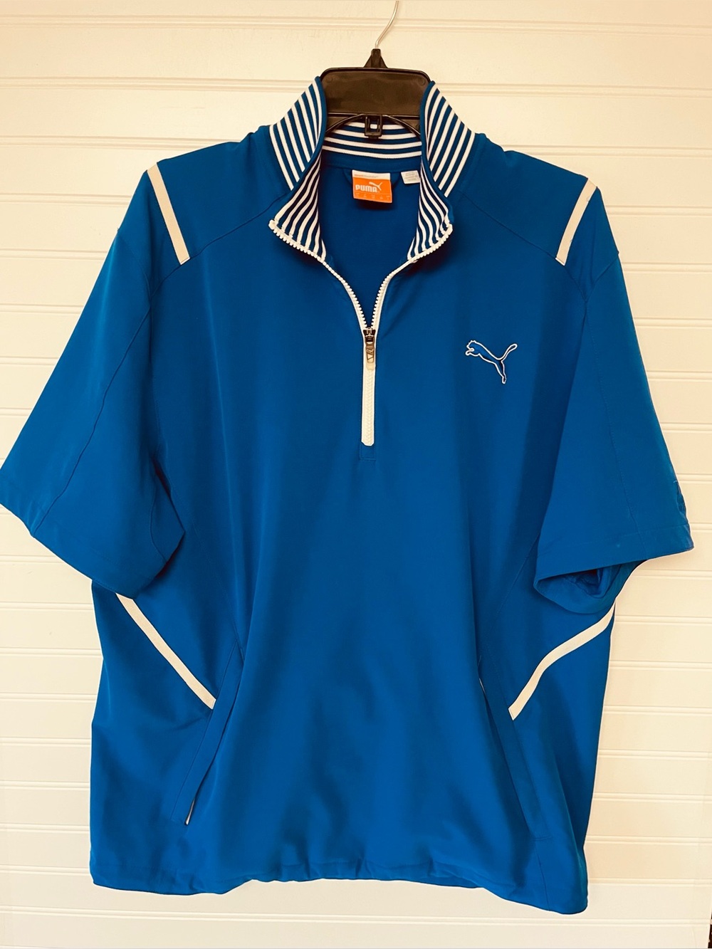 Puma Shirt Windbreaker Men’s Large Blue Golf Storm Cell Sport Lifestyle
